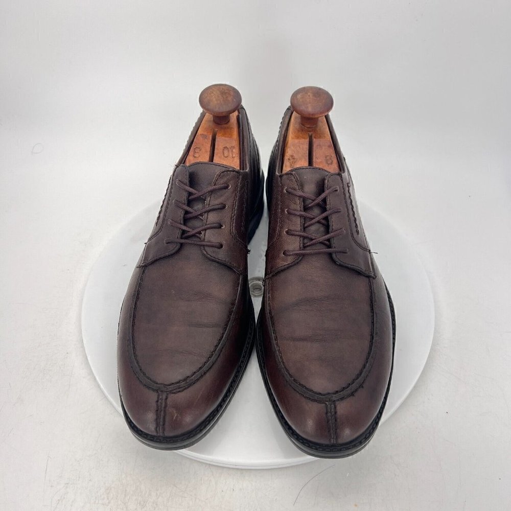 Mephisto Men Size 8 Dark Brown Leather Split Toe Lace Up Derby Dress Shoes